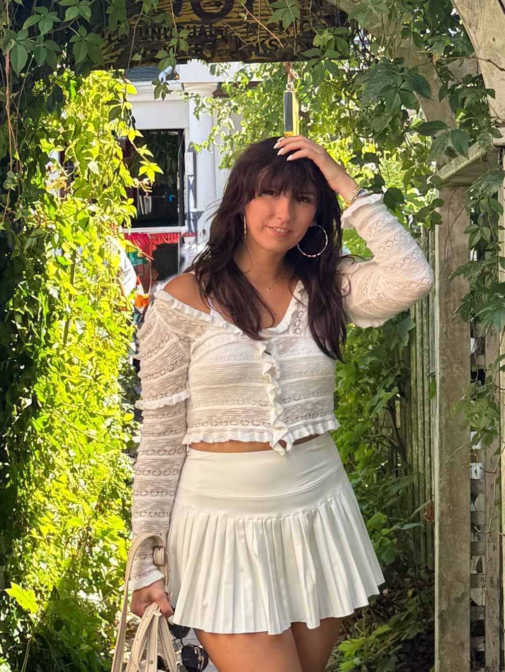 White Lace Cropped Button Summer Cardigan